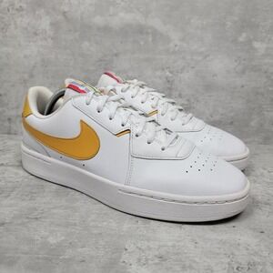 Nike Womens White Leather Shoes Size 11 Court Blanc Low Top Tennis Sneakers